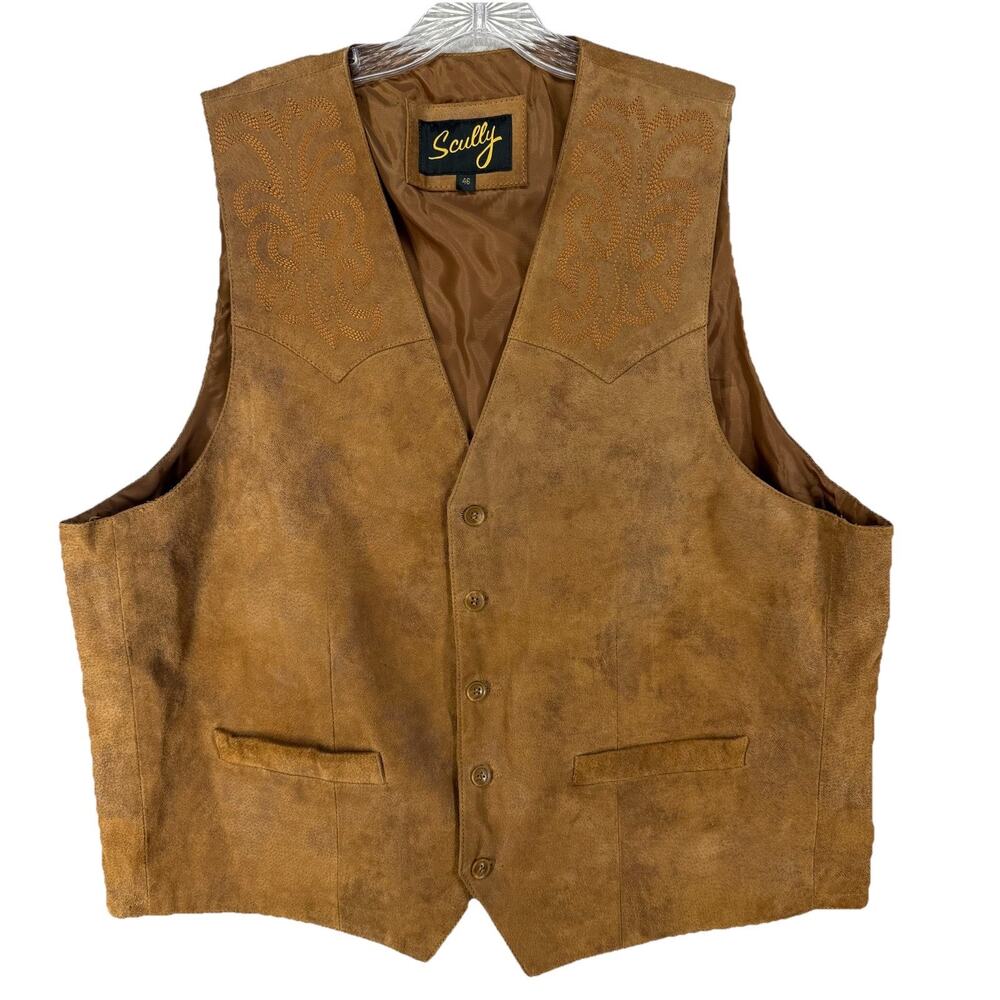 Scully Leatherwear California Mens Tan Suede Western Vest Size 46
